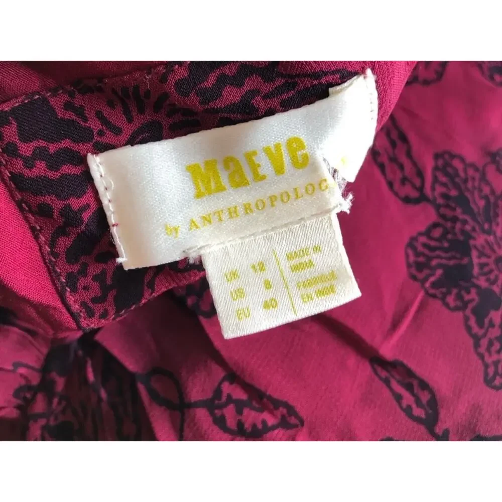 Anthropologie Maeve Annabella Floral Bohemian Tiered Maxi Dress Merlot Red Sz 8 - Picture 7 of 7